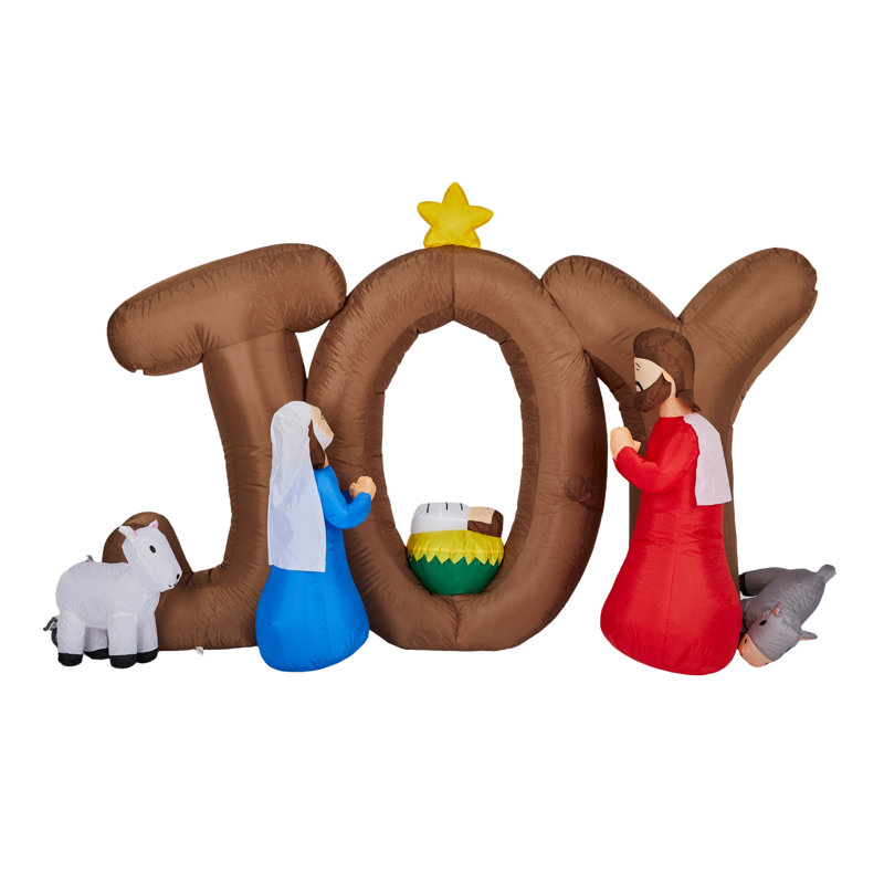 7.5FT Lighted Nativity Scene With JOY Sign Christmas Inflatable Decoration