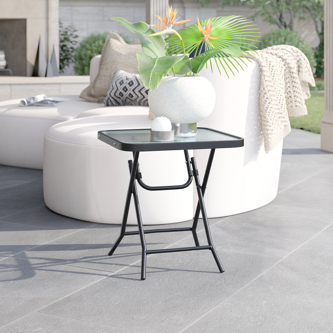 Asala Square Metal Folding Outdoor Side Table , 18'' in. W 18'' in. D Wade Logan®