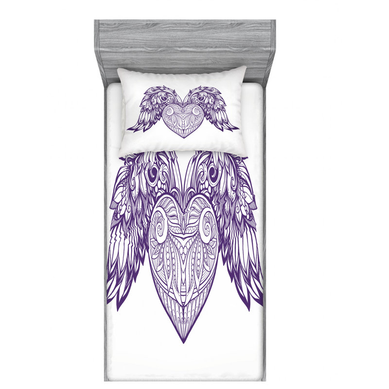 Ensemble de draps Angel Wings, Ensemble de draps pour lit simple avec drap-housse
