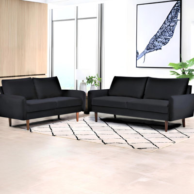 2-Piece European Velvet Sofa & Loveseat Set with Tapered Legs