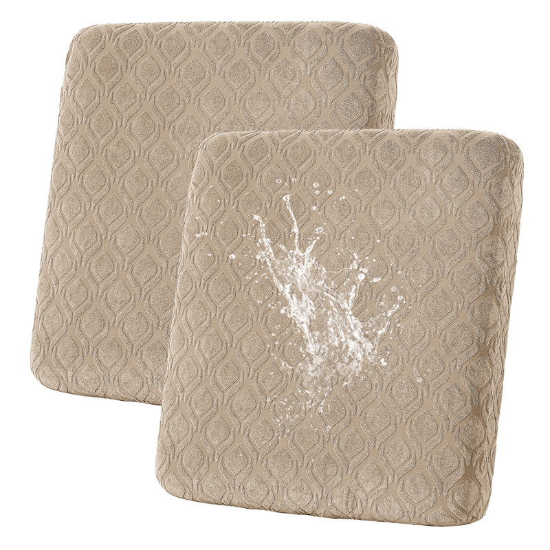 2 Pcs Waterproof Couch Cushion Covers，Washable Stretch Outdoor Patio Furniture Covers, Light Brown Fabric