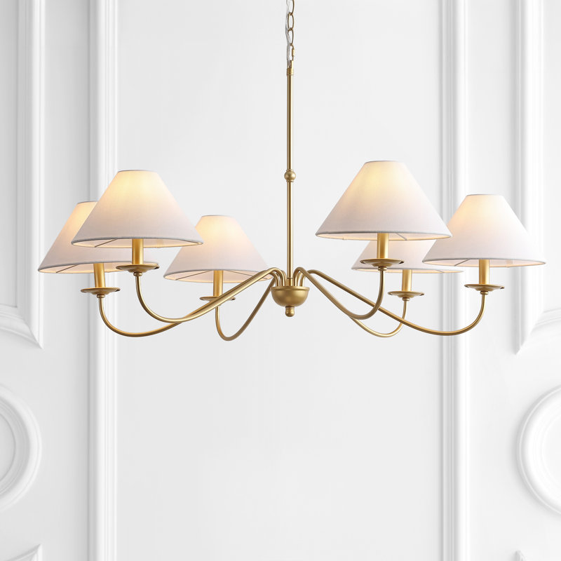 Lustre DEL en métal de style bougie articulée à 6 lumières Phoebe, Peint or