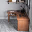 Bureau de direction en L en bois massif brun avec tiroirs-847619578-847619576
