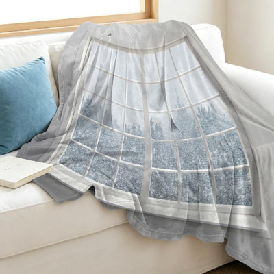 Jeté en molleton blanc ultra doux en flanelle, imprimé résidentiel simple pour fenêtre moderne