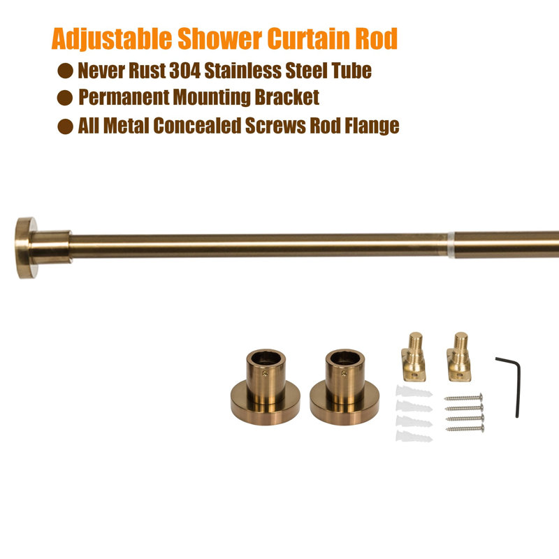 Champagne Bronze Adjustable Stainless Steel Wall Mounted Shower Rod