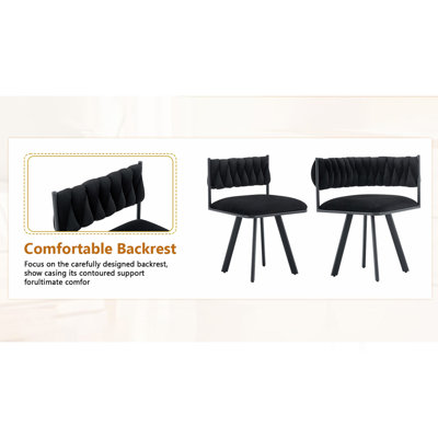Ensemble de table de salle à manger 7 pièces rectangulaire, plateau de table en grain de bois à deux tons fixe et triamine noire avec 6 chaises en velours noir, ensemble de table de cuisine moderne pour 6 personnes, idéal pour les petits espaces, appartement