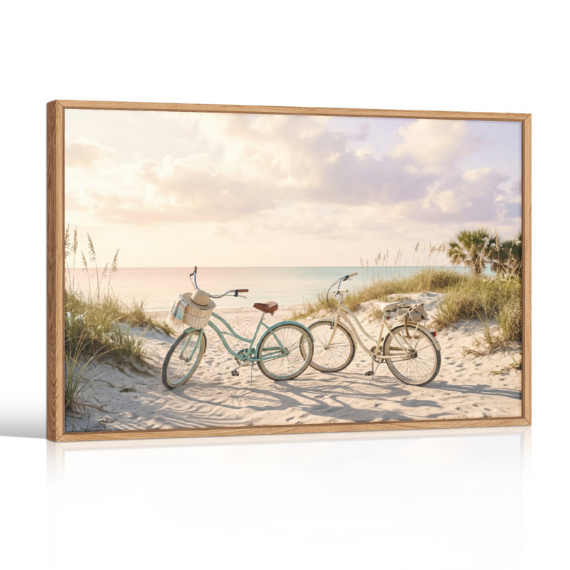 «Beach Bicyclcles», reproduction d'art sur toile, ensemble de 1, Natural, 18"H x 24"W