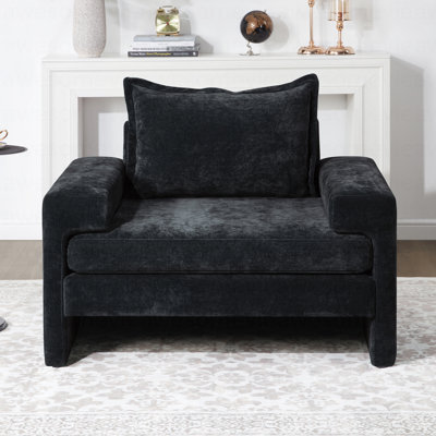 Chaise d'appoint rembourrée avec accoudoirs larges et coussin