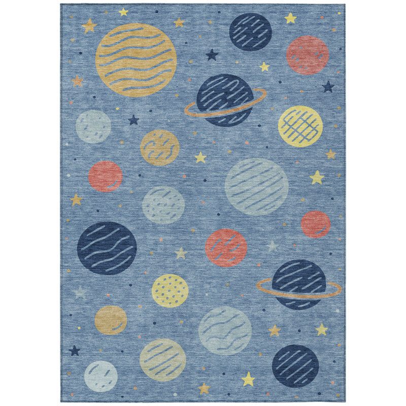 Machine Washable Indoor/Outdoor Chantille ACN2619 Kids Rug, Blue, 2'6" x 3'10"