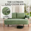 Causeuse moderne arrondie, tissu texturé vert-124582048