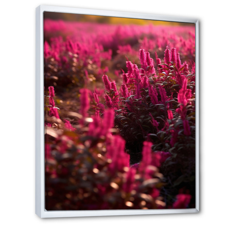 Abstraction florale fuchsia IV, Cadre flottant blanc, H 32 po x l 24 po x P 1,5 po