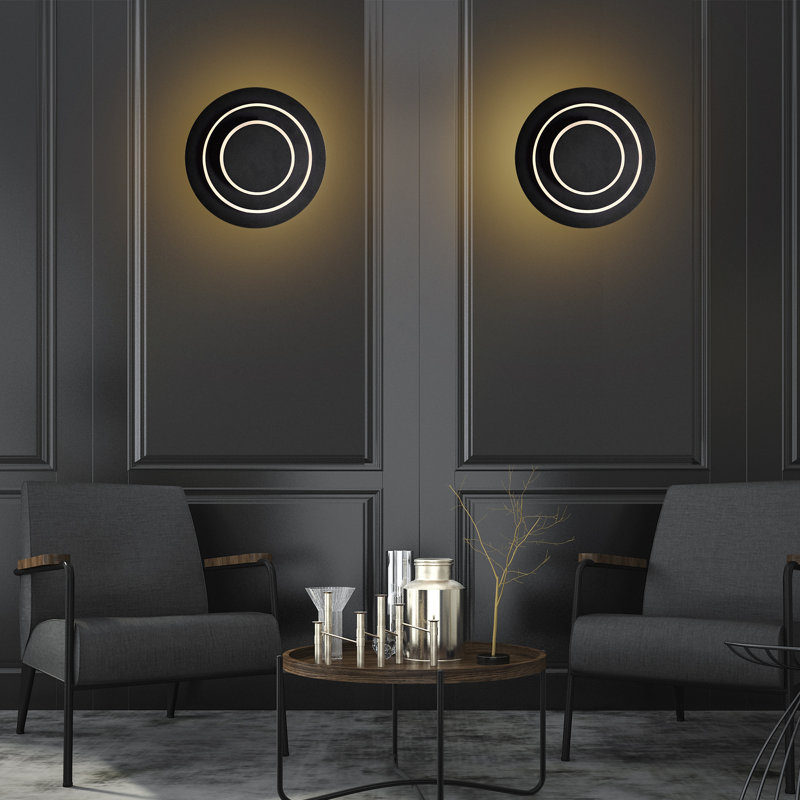 Applique murale encastrée à DEL 9 pouces 9 po - fini noir mat, idéale pour les couloirs, les chambres et les salons, Noir mat