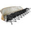 Banc pliant à six places avec parasol, poches de rangement, porte-gobelets et protection solaire complète, sièges confortables pour les activités de plein air, 6 sièges portatifs, pochettes, conception unique, aucun assemblage requis