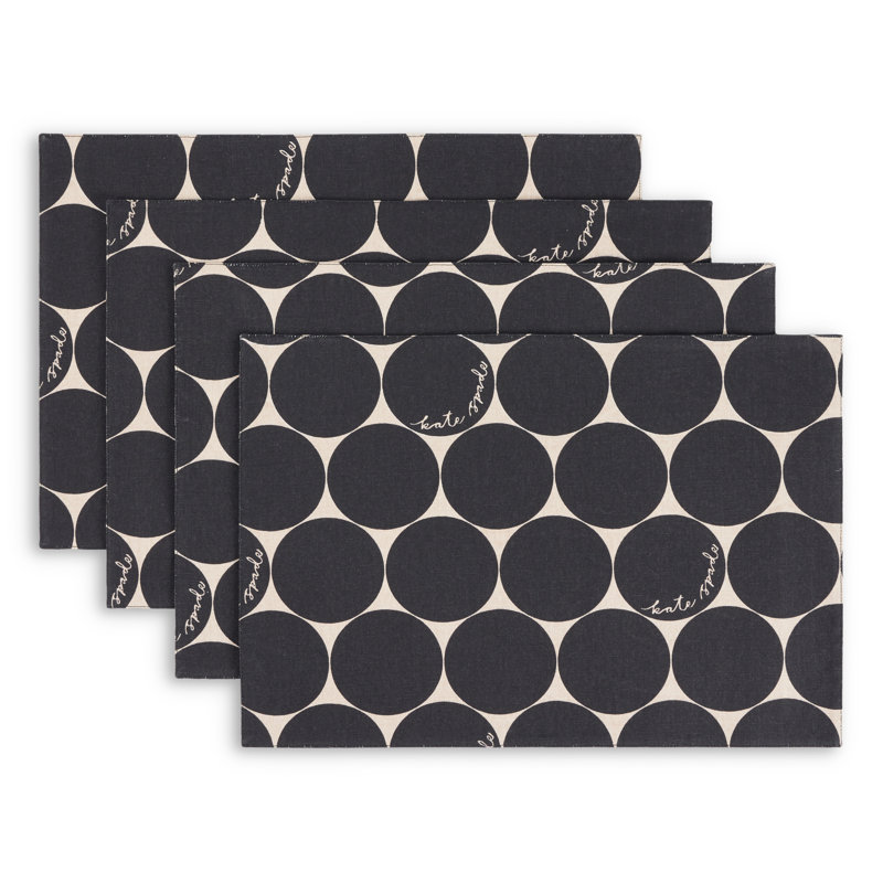 Loop And Dot 100% Cotton Polka Dots Rectangle, Onyx Black/Gray