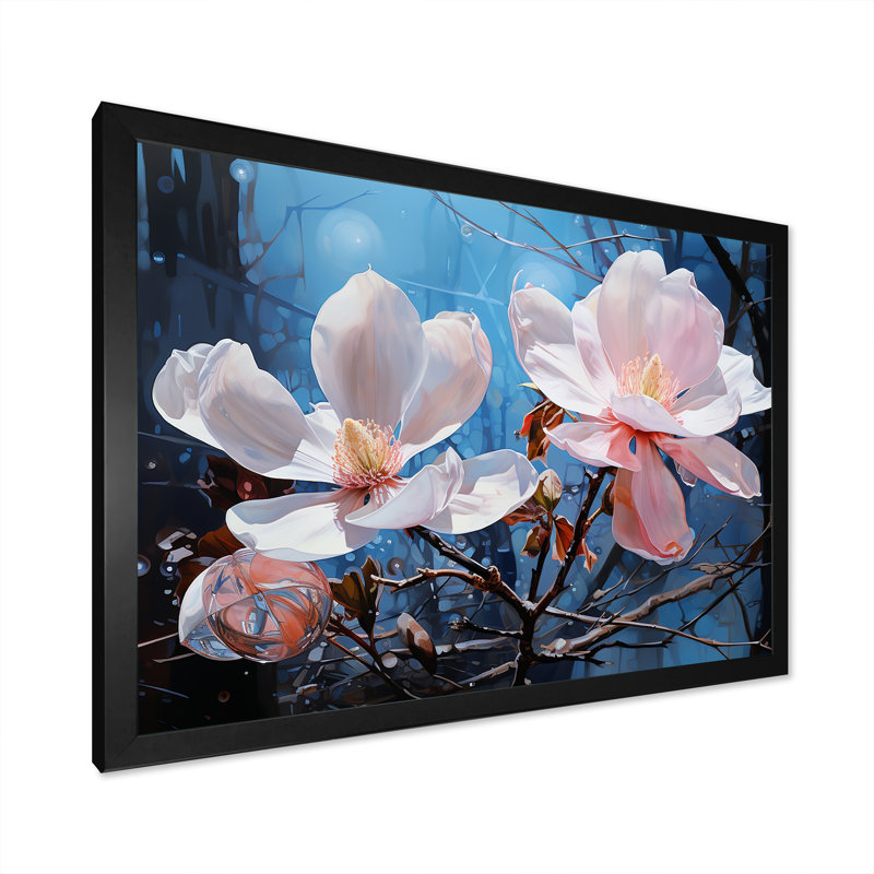 «Luxurious Magnolia Tranquility III», reproduction sur toile, H 30 po x l 40 po x P 1,5 po, Cadre simple noir