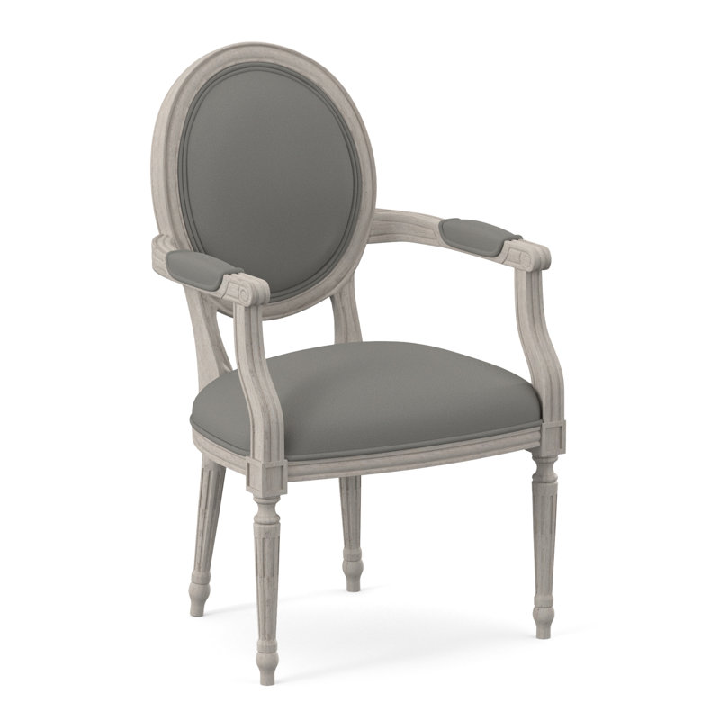 Chaise avec accoudoirs en tissu Dauphin, Bisque, Ivoire pétillant