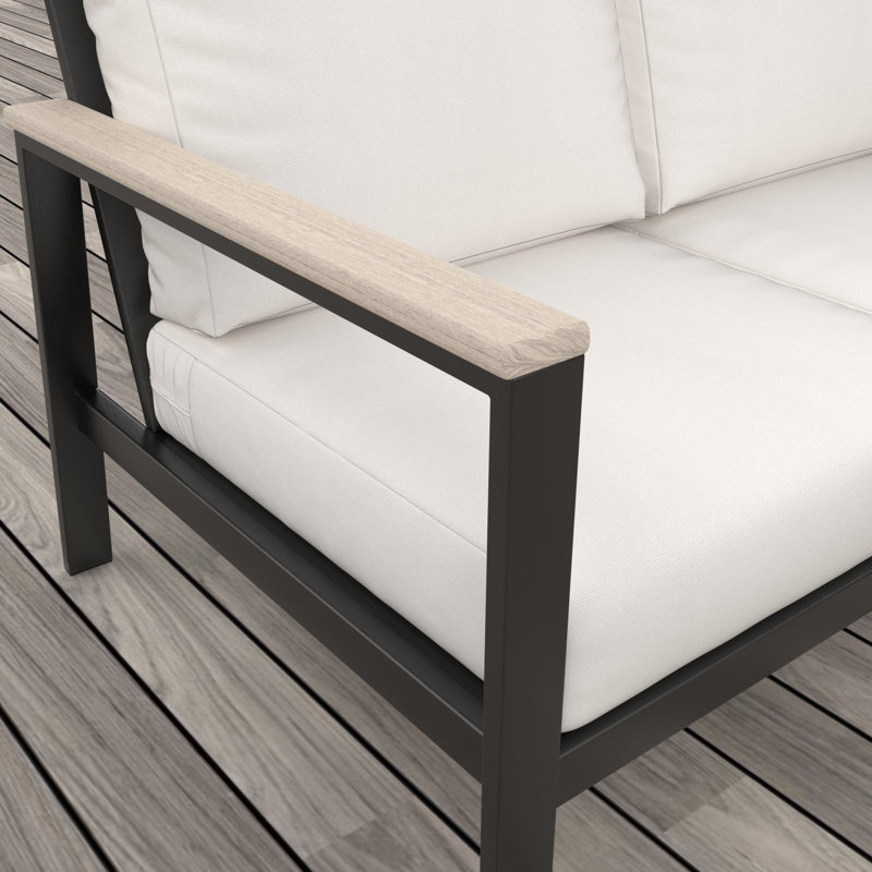 Ensemble de conversation 3 pièces avec coussins Sunbrella® Ulrica, 3 Pcs: Table, Sofa, Chair, Blanc