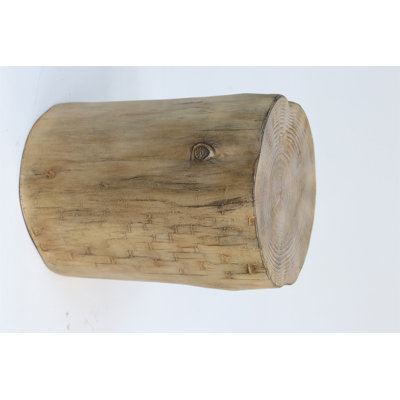 Outdoor 14.25Inch MGO Side Table, Hand-Painted Wood  Stump
