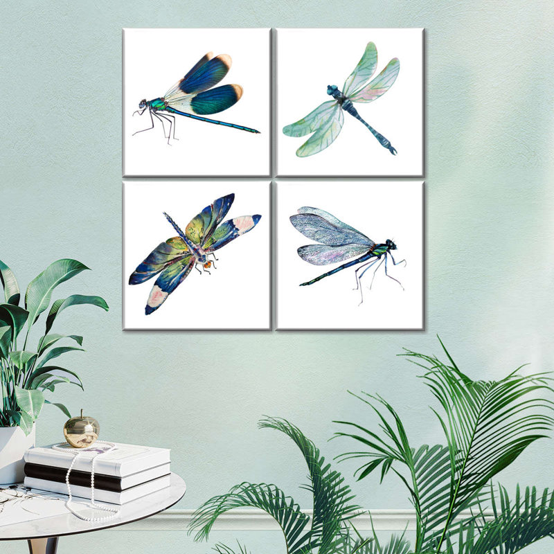 Libellules bleues, reproduction sur toile, H 57 po x l 57 po x P 1,25 po