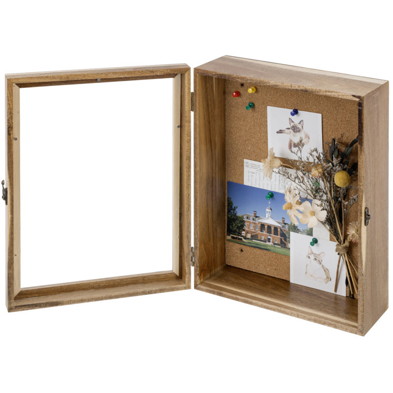 Cenedra Wall Mounted Picture Frames with Cork Board Backing, Acacia Wood