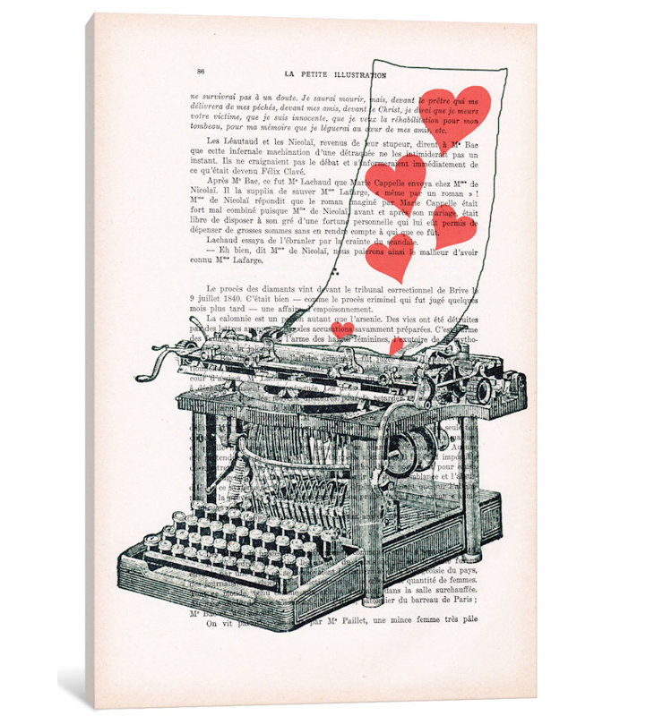 « rétro paper series : love letter », reproduction d’impression sur toile, H 60 po x l 40po x P 1,5 po, Toile tendue