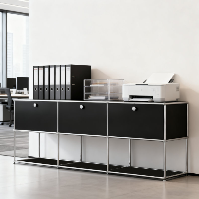 Armoire de rangement modulaire en métal avec tablettes réglables, Noir