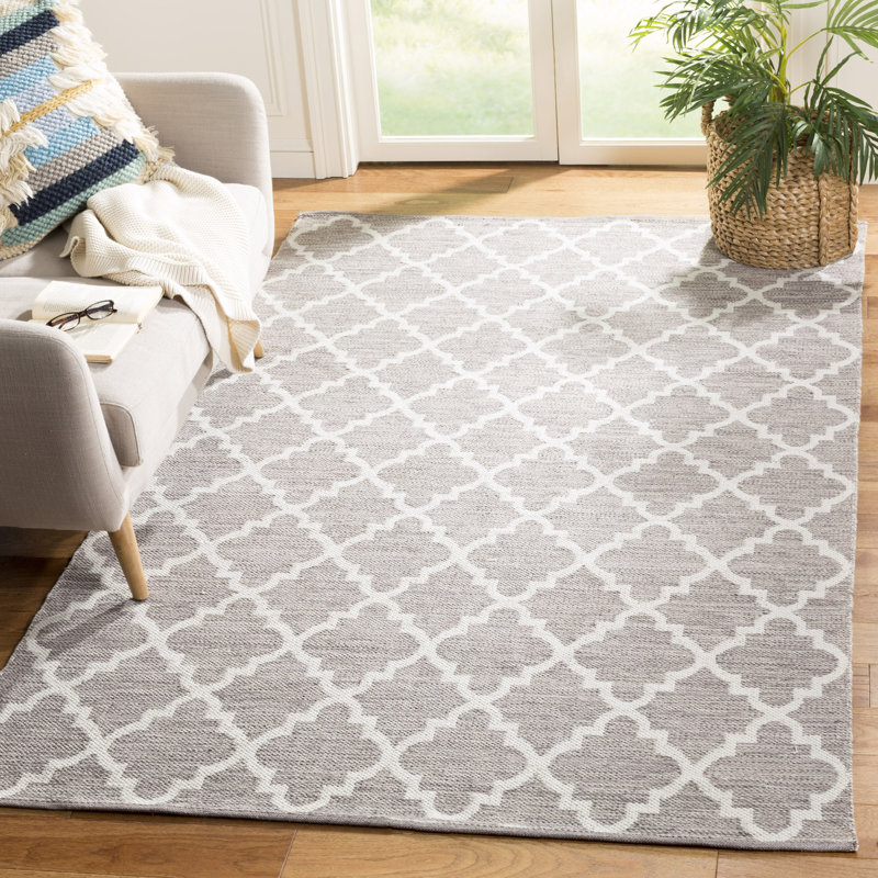 Tapis géométrique en coton tissé à la main Lockbourne, Rectangle 5 pi x 8 pi