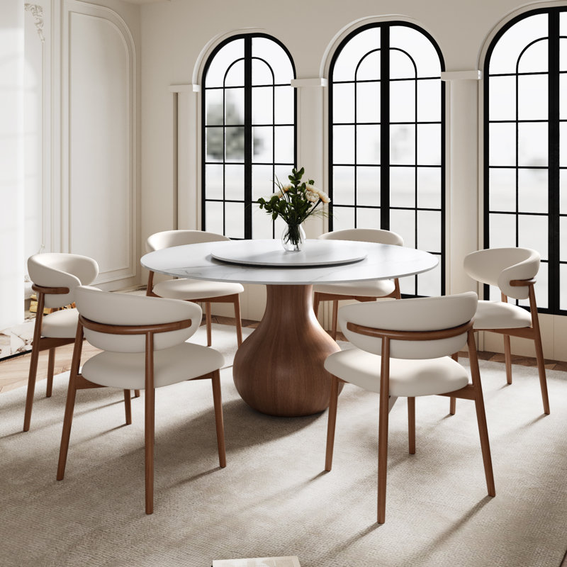  Ensemble de chaises de table de salle à manger 7 pièces Otelia, 29.52"H x 59.05"L x 59.05"W, Blanc