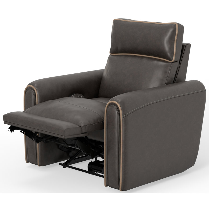 Ayoka 40" Wide Power Recliner with Power Adjustable Headrest, Brown Polyester