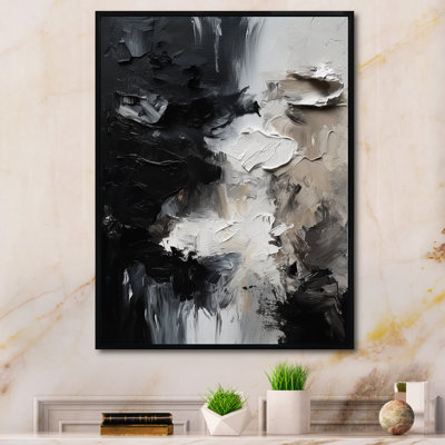 Black Textured Splash Paint Art II - Abstract Painting Wall Art