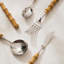 Ensemble de couverts 6 pièces en bambou et en acier inoxydable - Couverts durables en acier inoxydable 304 avec poignées en bambou naturel pour la cuisine, la maison, le mariage et les repas en plein air