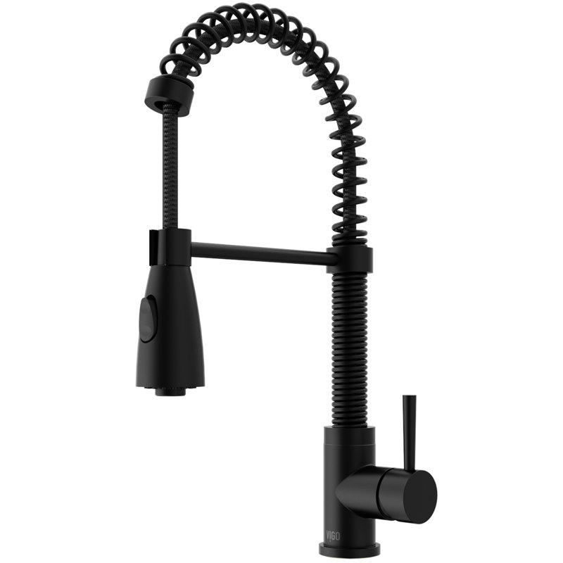 Brant 19 H 1-handle Pull-Down 2-Function Sprayer Kitchen Faucet, Matte Black