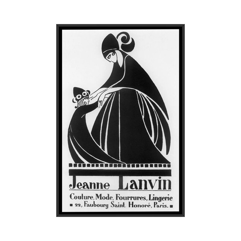 «Jeanne Lanvin Fashions», impression sur toile, H 26 po x l 18 po x P 1,5 po, Toile encadrée noire, Pas de tapis