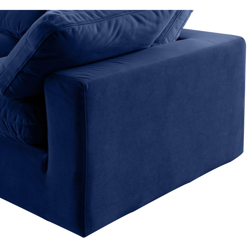 Isshak Velvet L-Shaped Sectional Reversible, Navy Velvet