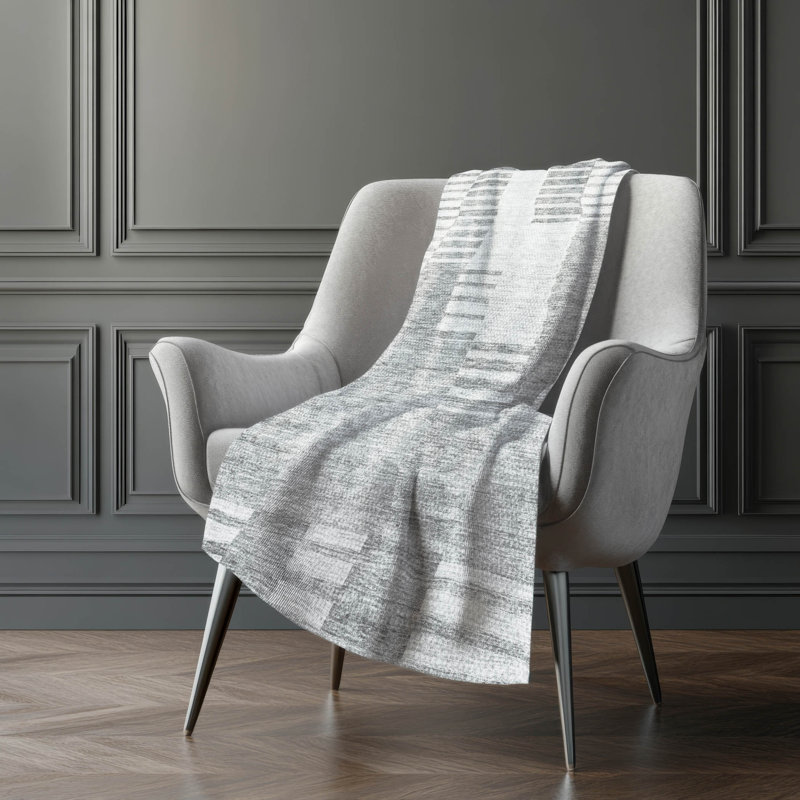 Jeté rayé Addison Sherpa ASB686, Argent argent