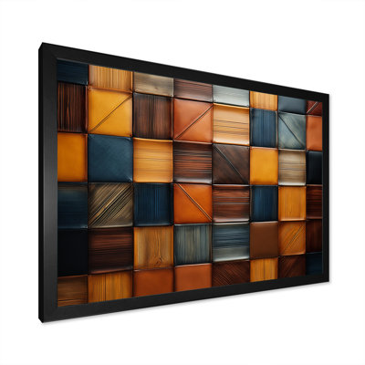 Geometric harmony abstract brown tiles II - Boho Mosaic Canvas Print