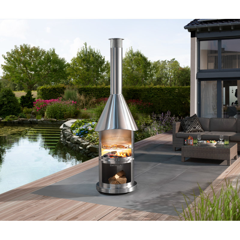 Cheminée d'extérieur en acier inoxydable H 90,6 po x l 24,8 po Aukland