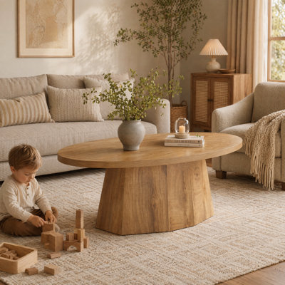 Table basse ovale 47 po, table d'appoint Farmhouse