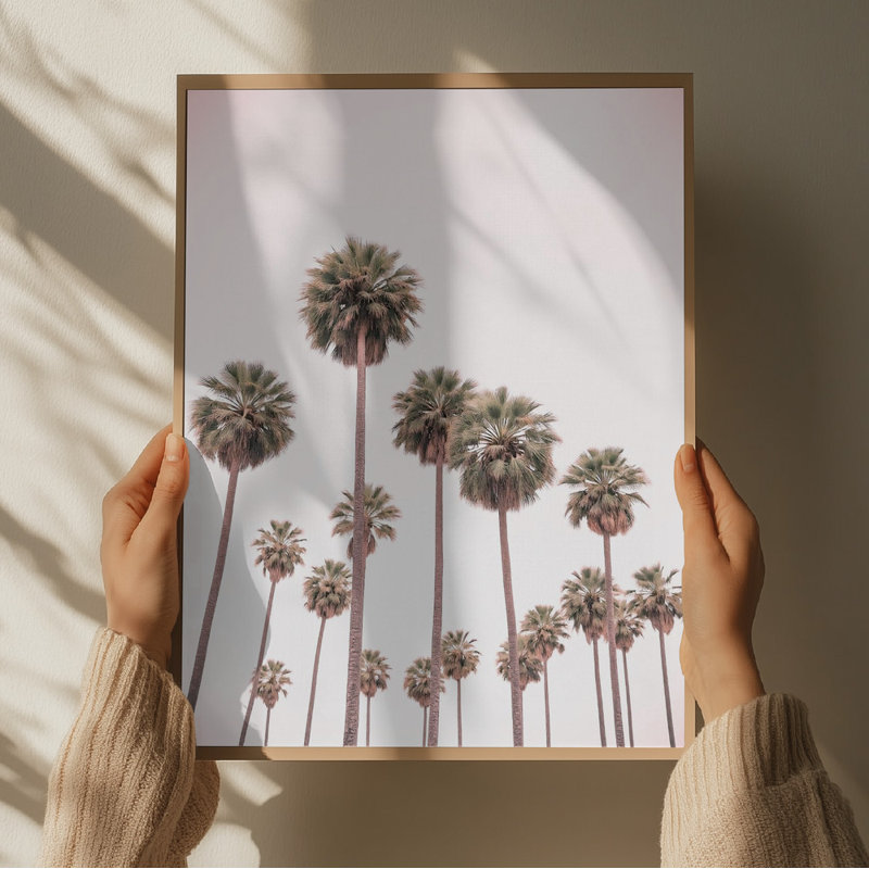 «Blush Pink Palms» par Josie George - Nature morte, art mural, Size, Format, Couleur du cadre