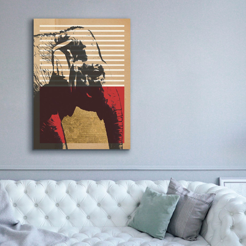  «Gold Geometric Elephant 1» par Alonzo Saunders, art mural sur toile, 40 po x 54 po, H 54 po x l 40 po