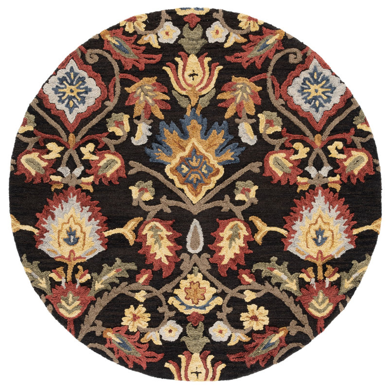 Hemsley Hand Tufted Wool Floral Rug, Round 8'