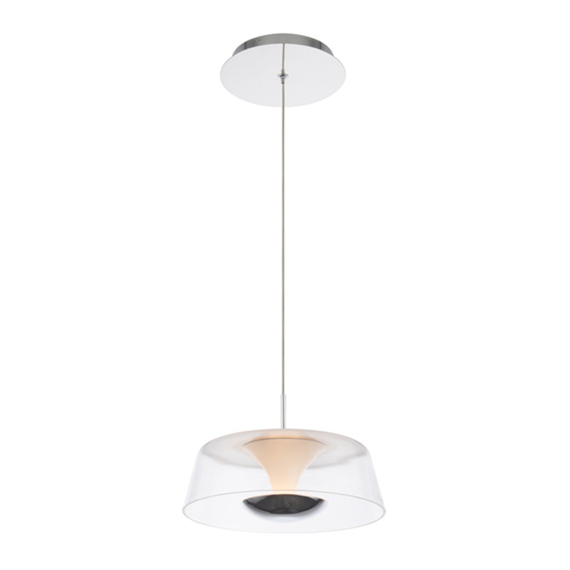 Branwen 9" Chrome Mini LED Pendant with White Opaque Glass