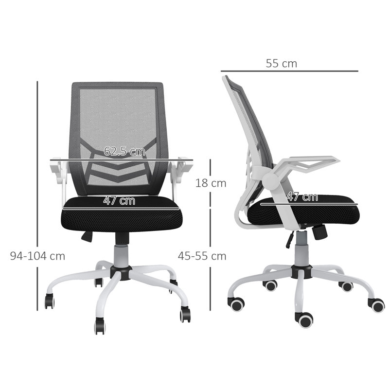  Mesh Swivel Office Chair Task Computer Chair w/ Lumbar Support, Grey, White/Black