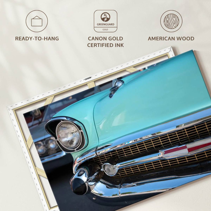 Mehar Turquoise Retro Car, 8" H x 12" W