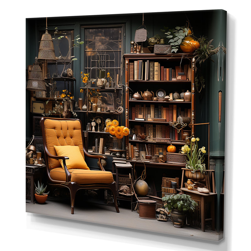«Literary salons» sur toile, H 16 po x l 16 po x P 1 po, Toile tendue