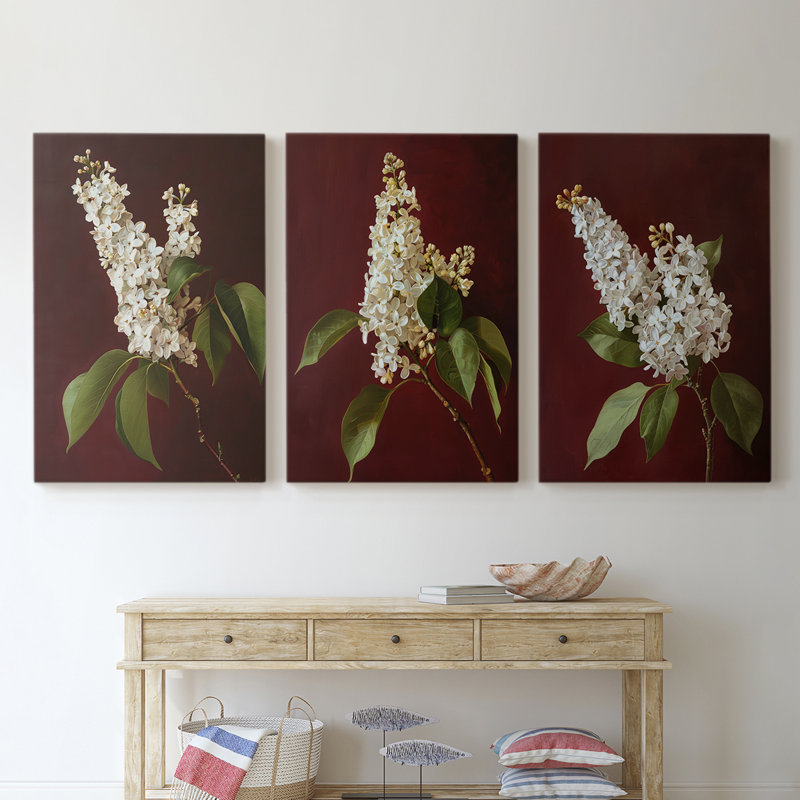Floral Study Series LXVII - Ensemble de 3 toiles tendues avec châssis - Prêt à être accroché, H 27 po x l 18 po