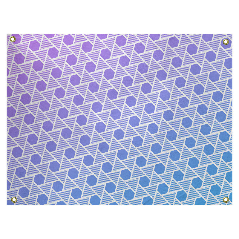 Tapisserie murale hexagonales et triangles, H 59 po x l 80 po, Mauve / Bleu