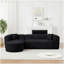Canapé modulaire de luxe à dossier incurvé de 109,4 po, deux coussins décoratifs en tissu de chenille, canapé-lit minimaliste confortable en forme de L pour la salle de séjour (méridienne gauche, noir)-2118642245