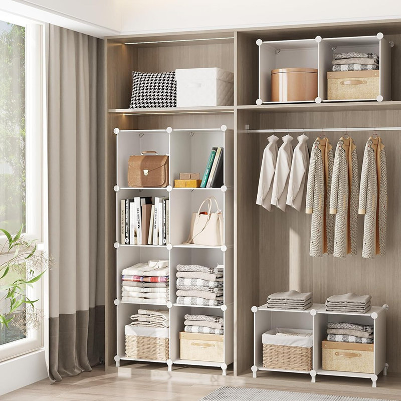 Étagère / bibliothèque de rangement bricolage empilable pour armoire pour chambre à coucher, maison ou bureau - Blanc