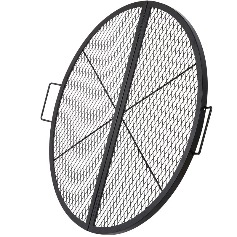 Foyer rond en acier 36 po pliable pour griller des œufs et griller du pain avec un support et des crêpes au bacon